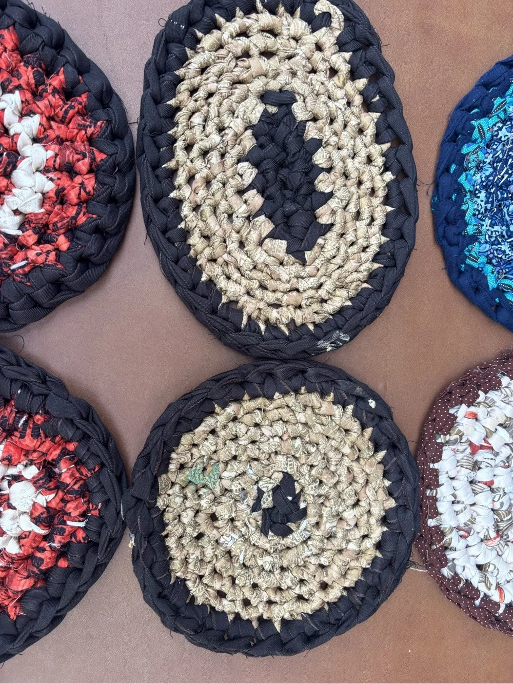 Set Of 9 Vintage Woven Braided Rug Trivets Hot Pads Granny Kitchen farmhouse